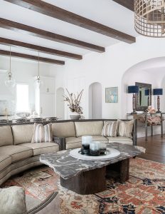 A conversation sofa anchors the room…