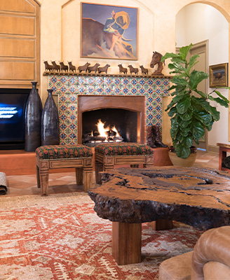 tuscan living room mantle